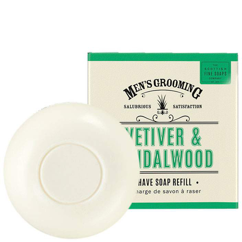 Scottish Fine Soaps Men's Grooming Vetiver & Sandalwood Shave Soap Refill 100g