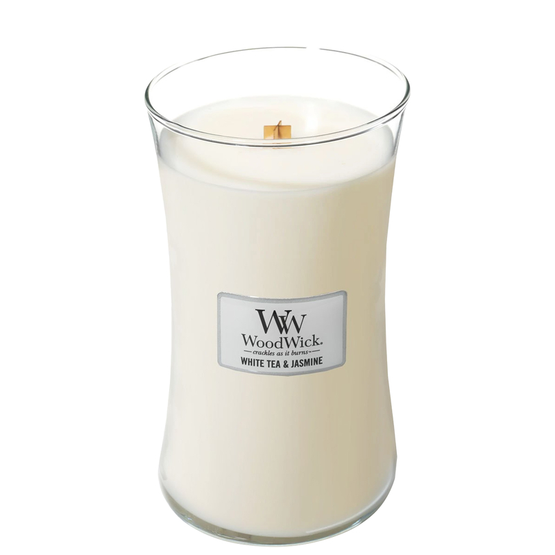 WoodWick Hourglass Candles White Tea & Jasmine Medium Candle 275g / 9.7 oz.