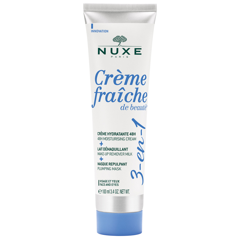Image of NUXE Crème Fraîche de Beauté 3-in-1, 48h Moisturising Cream, Make-up Remover Milk & Plumping Mask 100ml