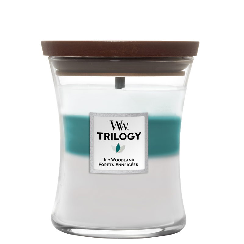 WoodWick Trilogy Candles Icy Woodland Medium Hourglass Candle 275g