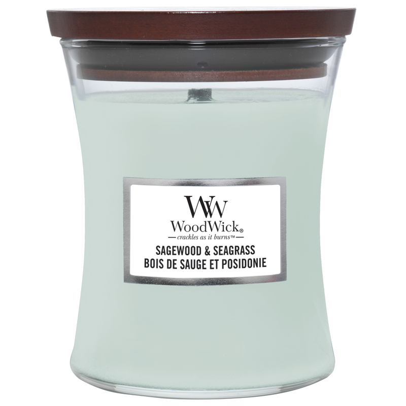 WoodWick Hourglass Candles Sagewood & Seagrass Medium Candle 275g / 9.7 oz.