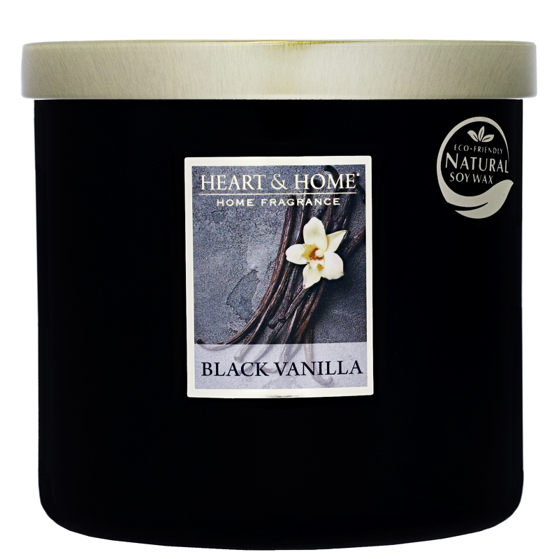 Heart & Home Elipse Candles Twin Wick Black Vanilla 220g